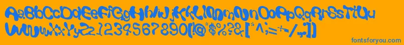 Giveandtake18RegularTtcon-Schriftart – Blaue Schriften auf orangefarbenem Hintergrund