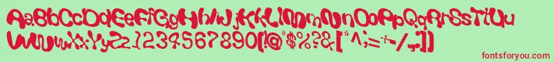 Giveandtake18RegularTtcon-Schriftart – Rote Schriften auf grünem Hintergrund