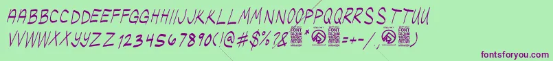 UglykidsThinitalic Font – Purple Fonts on Green Background