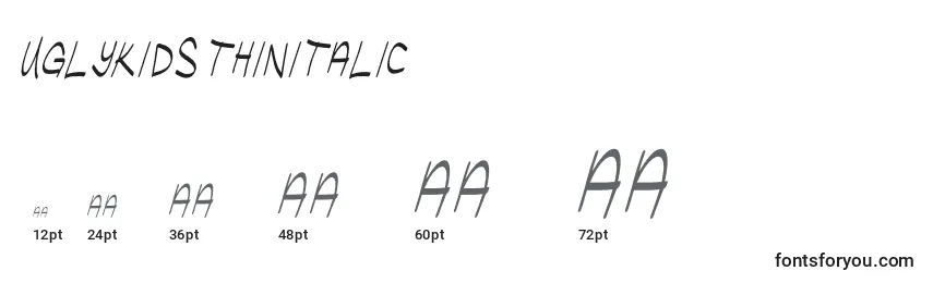 Размеры шрифта UglykidsThinitalic