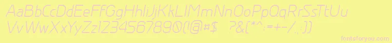 GreyscalebasicItalic-fontti – vaaleanpunaiset fontit keltaisella taustalla