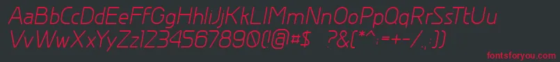 GreyscalebasicItalic Font – Red Fonts on Black Background