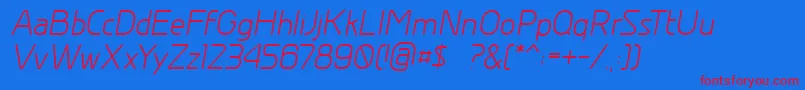 Fonte GreyscalebasicItalic – fontes vermelhas em um fundo azul
