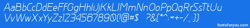 GreyscalebasicItalic-Schriftart – Weiße Schriften auf blauem Hintergrund