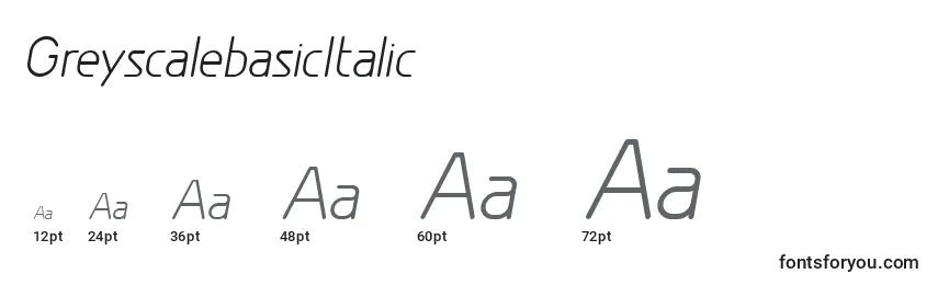 Размеры шрифта GreyscalebasicItalic