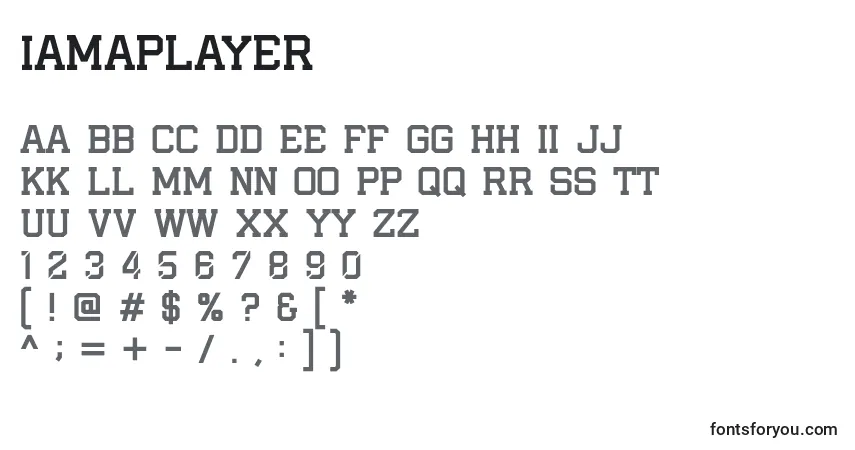 Schriftart IAmAPlayer (27223) – Alphabet, Zahlen, spezielle Symbole