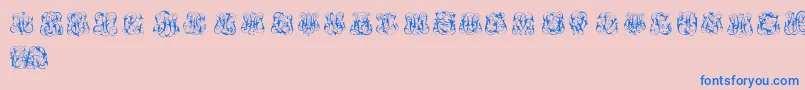 HardToReadMonograms-Schriftart – Blaue Schriften auf rosa Hintergrund