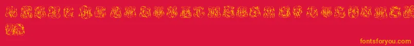 Fonte HardToReadMonograms – fontes laranjas em um fundo vermelho