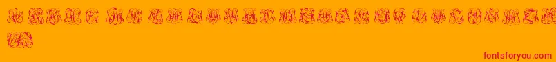Czcionka HardToReadMonograms – czerwone czcionki na pomarańczowym tle