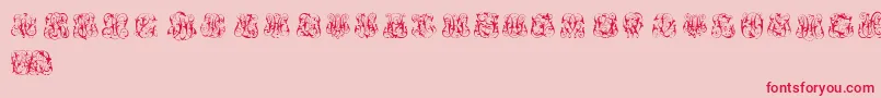 HardToReadMonograms-fontti – punaiset fontit vaaleanpunaisella taustalla