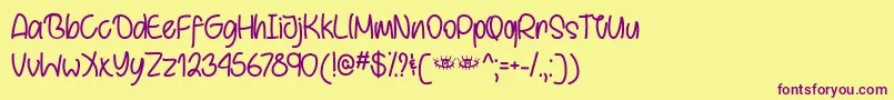 BehindBrownEyesTtf Font – Purple Fonts on Yellow Background