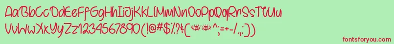 BehindBrownEyesTtf Font – Red Fonts on Green Background