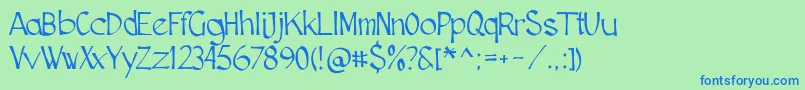 Fonte Cutscript – fontes azuis em um fundo verde