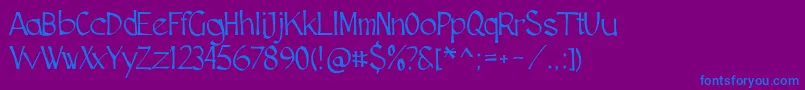Cutscript Font – Blue Fonts on Purple Background