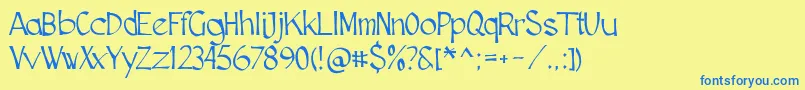 Cutscript Font – Blue Fonts on Yellow Background