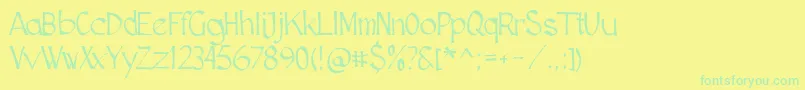 Cutscript Font – Green Fonts on Yellow Background