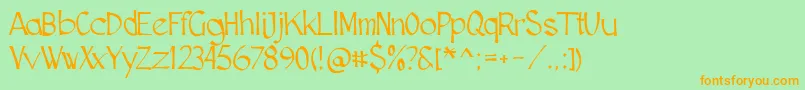 Cutscript-Schriftart – Orangefarbene Schriften auf grünem Hintergrund