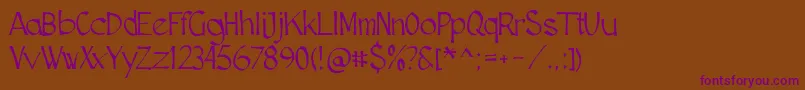 Fonte Cutscript – fontes roxas em um fundo marrom