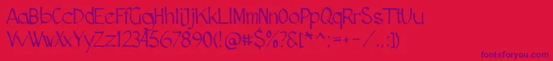 Cutscript Font – Purple Fonts on Red Background