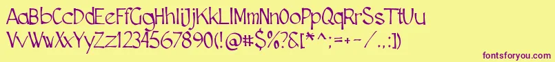 Fonte Cutscript – fontes roxas em um fundo amarelo