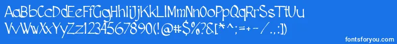 フォントCutscript – 青い背景に白い文字