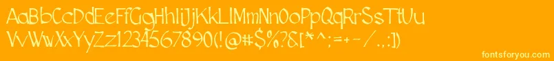Cutscript Font – Yellow Fonts on Orange Background