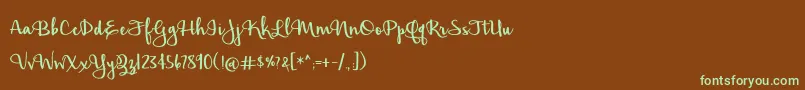 BmdHickoryJack Font – Green Fonts on Brown Background