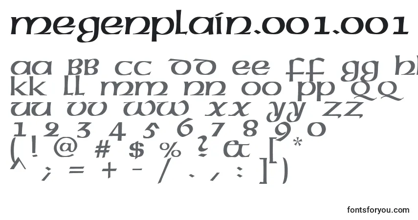 Czcionka MegenPlain.001.001 – alfabet, cyfry, specjalne znaki