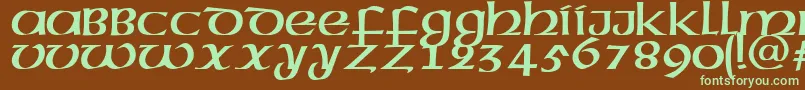 MegenPlain.001.001-fontti – vihreät fontit ruskealla taustalla