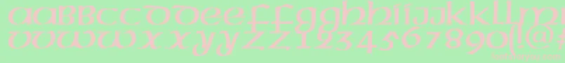 MegenPlain.001.001-fontti – vaaleanpunaiset fontit vihreällä taustalla