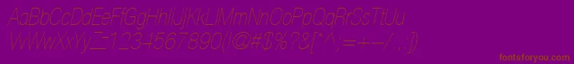 HelveticaLt27UltraLightCondensedOblique Font – Brown Fonts on Purple Background