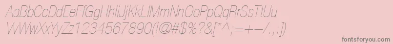 HelveticaLt27UltraLightCondensedOblique Font – Gray Fonts on Pink Background