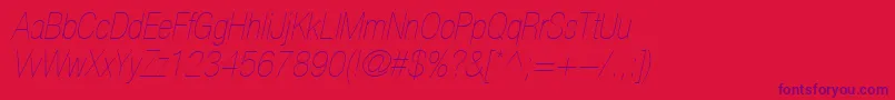 HelveticaLt27UltraLightCondensedOblique Font – Purple Fonts on Red Background