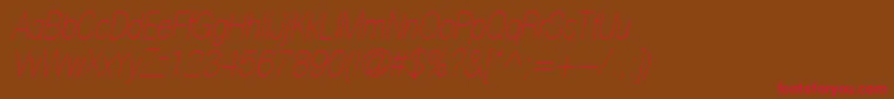 HelveticaLt27UltraLightCondensedOblique Font – Red Fonts on Brown Background