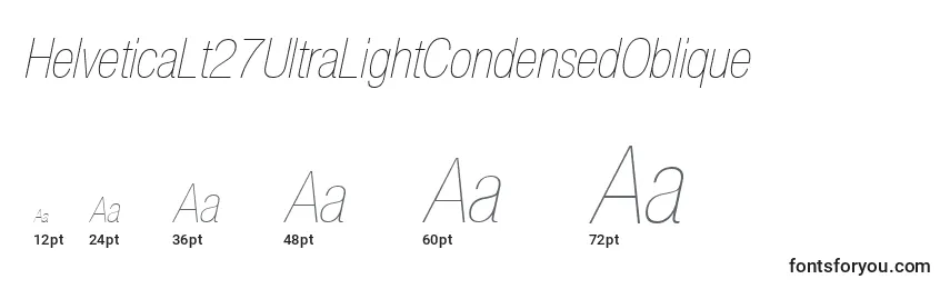 HelveticaLt27UltraLightCondensedOblique Font Sizes