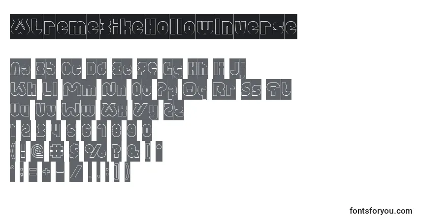 Czcionka XtremeBikeHollowInverse – alfabet, cyfry, specjalne znaki