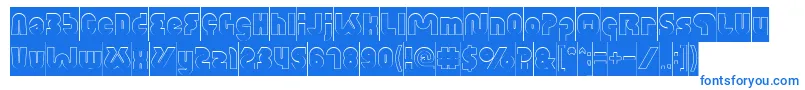 XtremeBikeHollowInverse-Schriftart – Blaue Schriften auf weißem Hintergrund