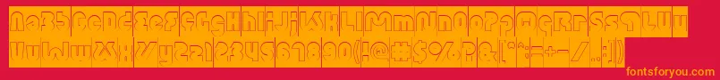 XtremeBikeHollowInverse-Schriftart – Orangefarbene Schriften auf rotem Hintergrund