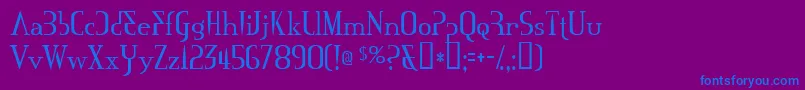 フォントMississa – 紫色の背景に青い文字