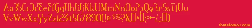 フォントMississa – 赤い背景にオレンジの文字