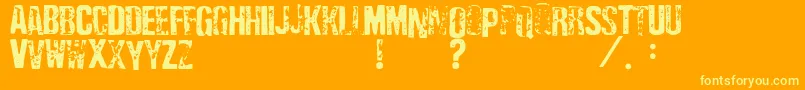 Depress3-Schriftart – Gelbe Schriften auf orangefarbenem Hintergrund