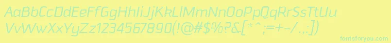 フォントDowntempoLightitalic – 黄色い背景に緑の文字
