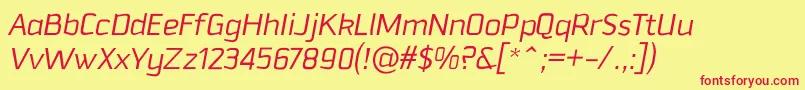 DowntempoLightitalic Font – Red Fonts on Yellow Background