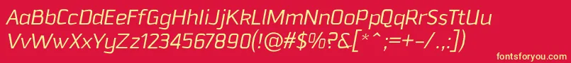 DowntempoLightitalic Font – Yellow Fonts on Red Background