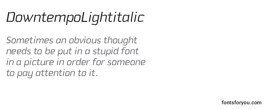 Review of the DowntempoLightitalic Font