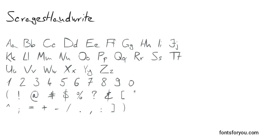 Шрифт ScragesHandwrite – алфавит, цифры, специальные символы