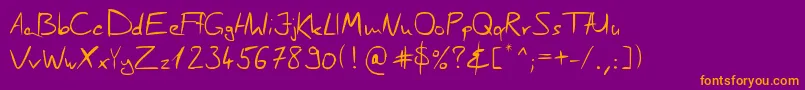 ScragesHandwrite Font – Orange Fonts on Purple Background