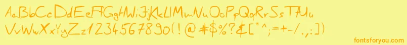 ScragesHandwrite Font – Orange Fonts on Yellow Background