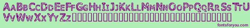CandyKisses-Schriftart – Violette Schriften auf grünem Hintergrund
