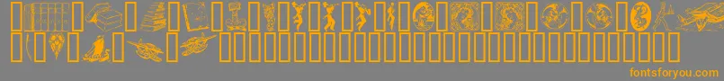 フォントListemagerensNyDingbats – オレンジの文字は灰色の背景にあります。
